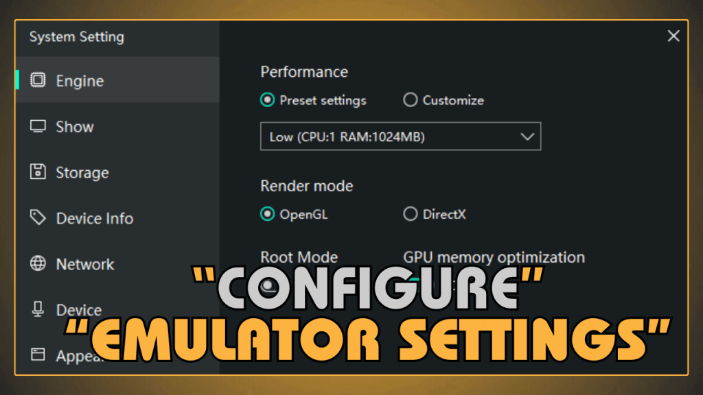 Configure Memu Play Emulator Settings