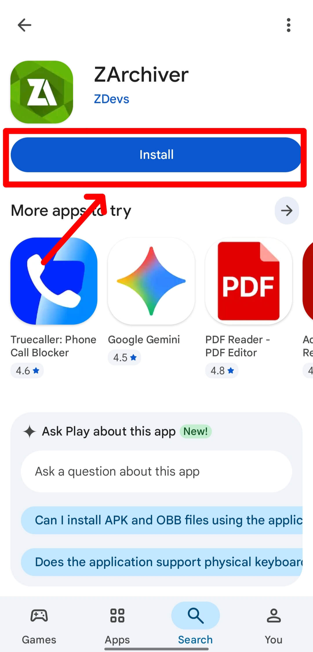 Download Zarchiver from Play Store