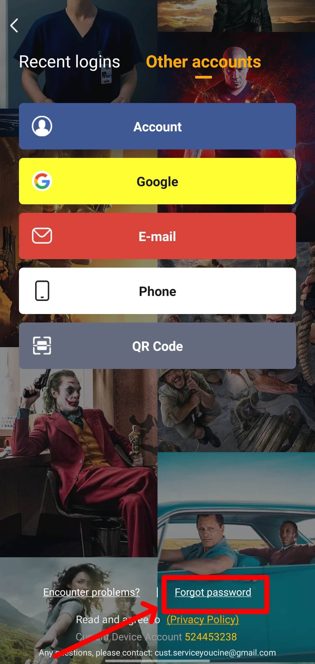Tap Forgot Password