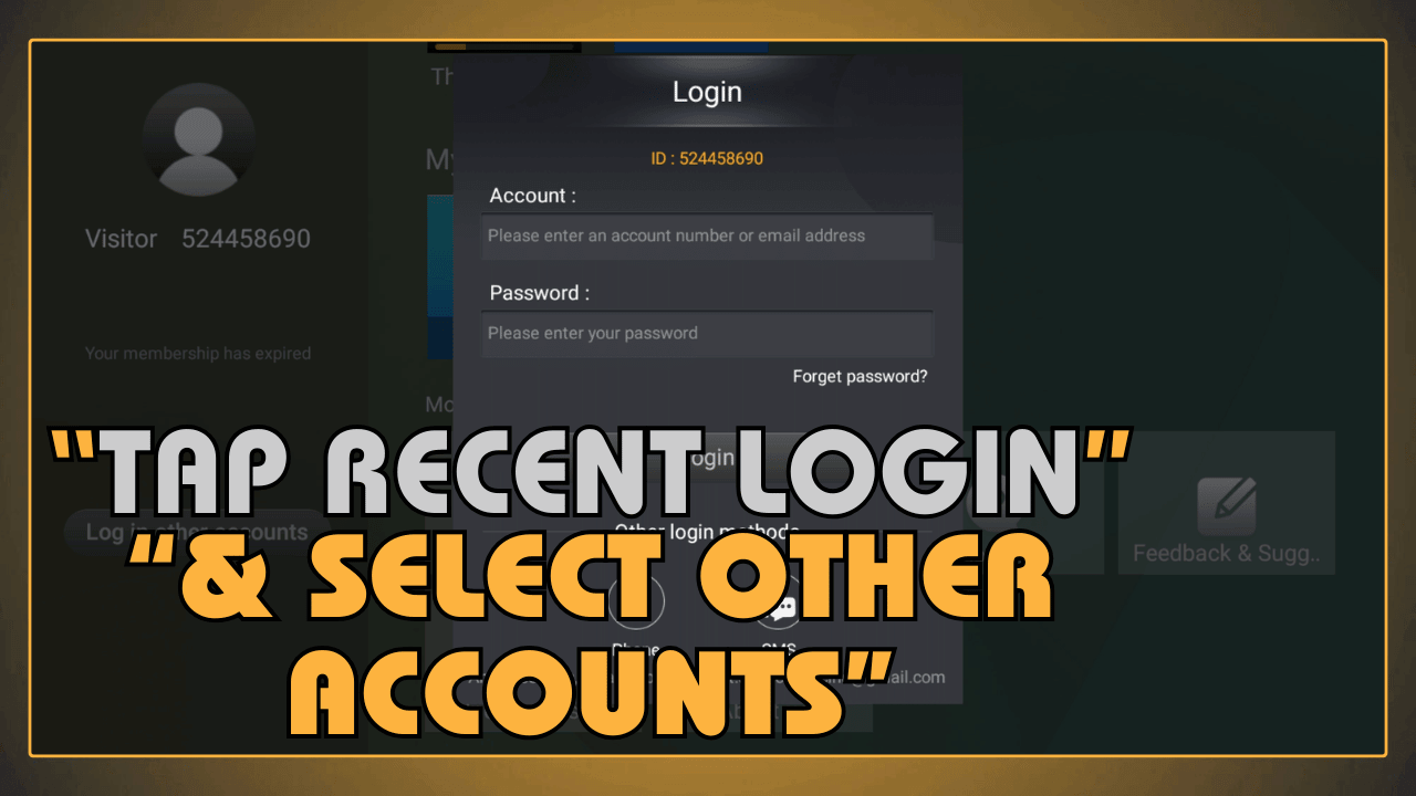 Tap Recent Login or Select Other Accounts